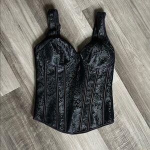 Elegant Black Brocade Corset Top